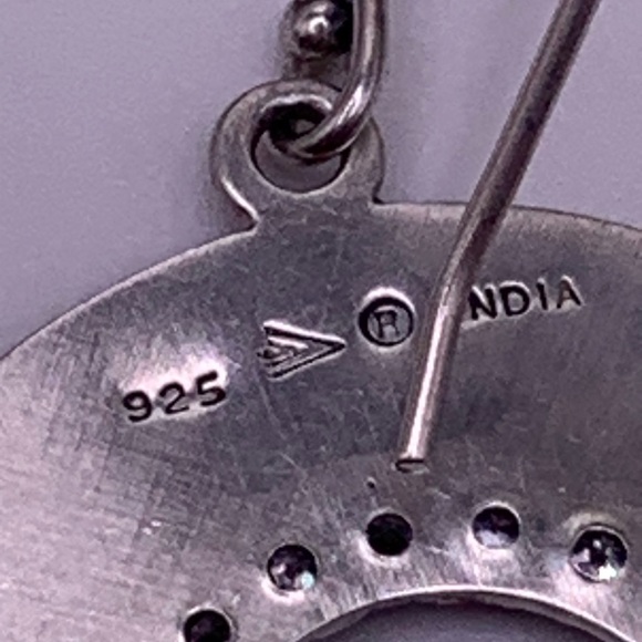 Silpada Vintage Textured Oxidized Sterling & Cubic Zirconia Disc Earrings - Picture 12 of 15